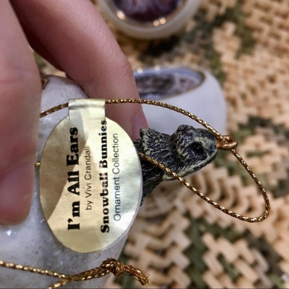 Vintage VIVI CRANDALL SNOWBALL BUNNIES Christmas ornaments set of three rabbits - Picture 3 of 10